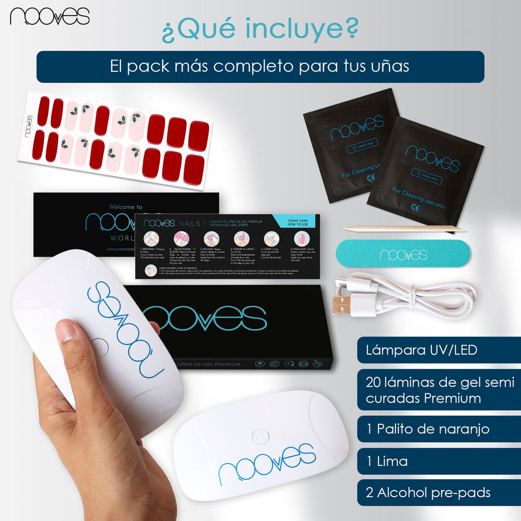 Pack Diseños de uñas de gel Premium + Lámpara uñas UV/LED PORTÁTIL 8w