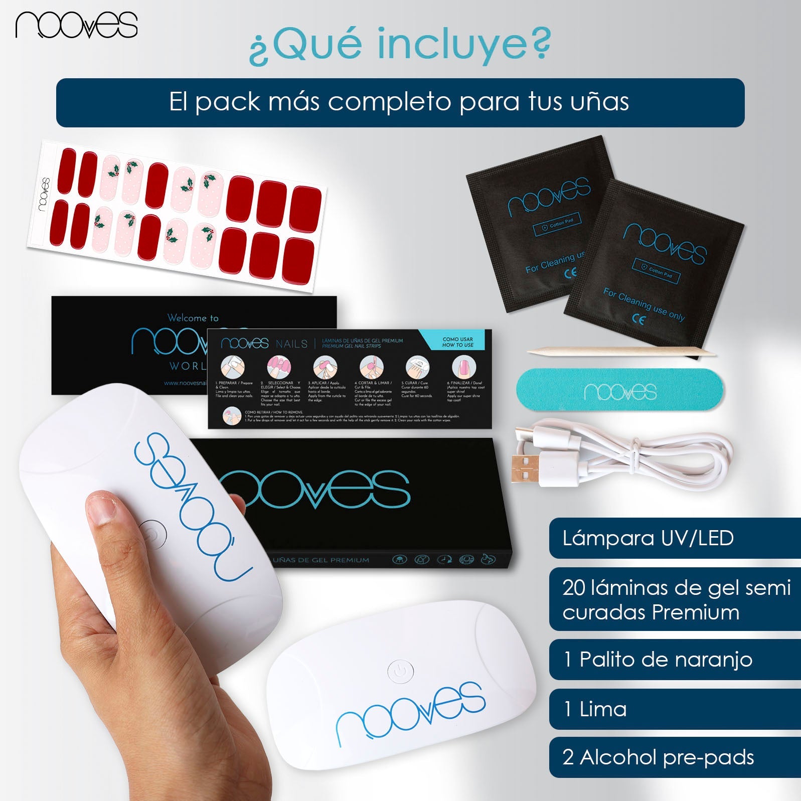 Pack Diseños de uñas de gel Premium + Lámpara uñas UV/LED PORTÁTIL 8w