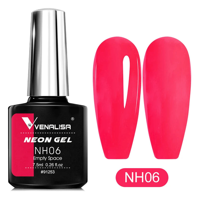 Venalisa Neon Nail Gel Polish Super Gorgeous Summer Color Nail Manicure 7.5ml Semi Permanent Soak off UV LED Nail Gel Varnish