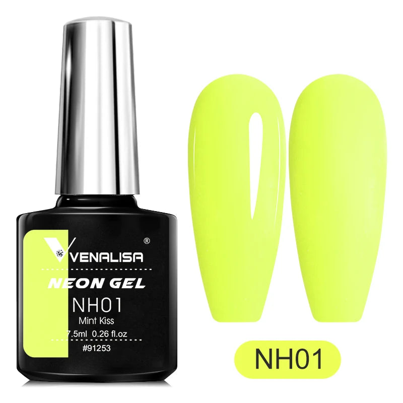 Venalisa Neon Nail Gel Polish Super Gorgeous Summer Color Nail Manicure 7.5ml Semi Permanent Soak off UV LED Nail Gel Varnish