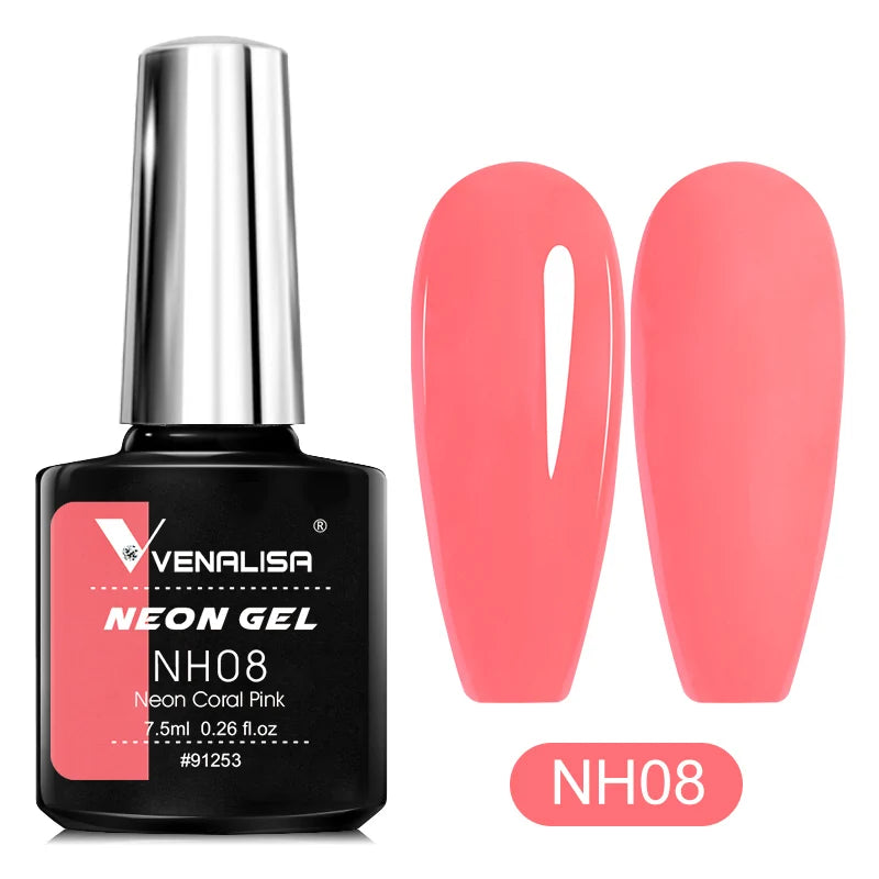 Venalisa Neon Nail Gel Polish Super Gorgeous Summer Color Nail Manicure 7.5ml Semi Permanent Soak off UV LED Nail Gel Varnish